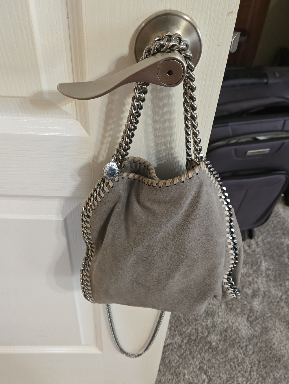 Stella McCartney Women’s Chain Trim Tote Bag in Gray / Silver Crossbody